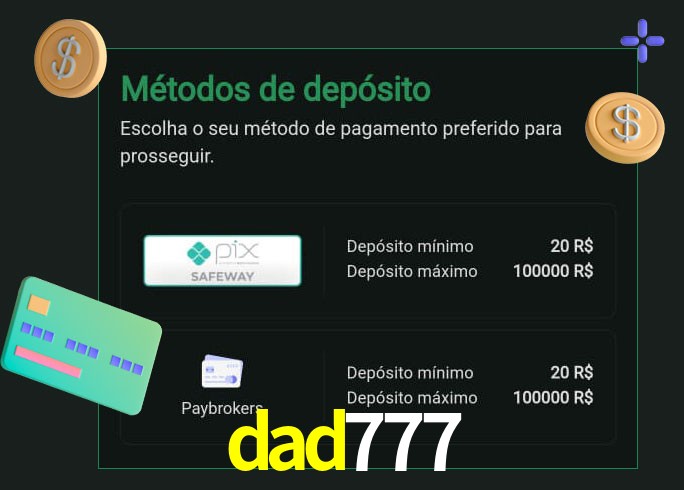 O cassino dad777 oferece uma grande variedade de métodos de pagamento